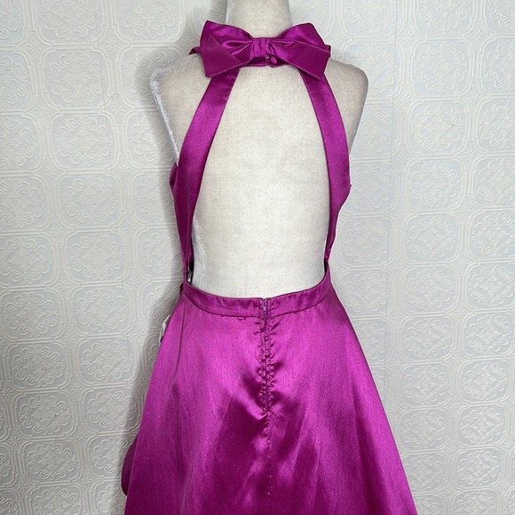 B. Darlin | Magenta Hi-Low Halter Formal Dress - Picture 8 of 15